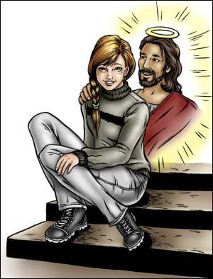 Jesus showing girl love