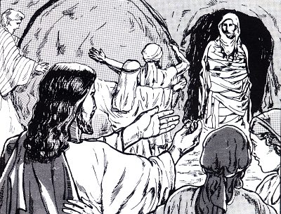 Jesus greeting Lazarus back from the dead!