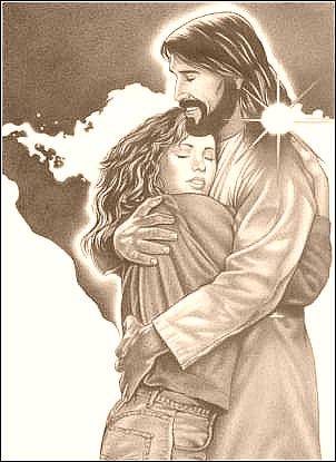 Jesus welcoming girl to Heaven