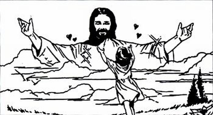 Jesus loving a little girl.